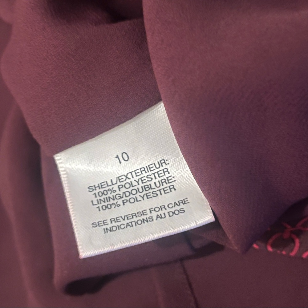 ❤️✨ Talbots Burgundy Chain Print Top w/ Scarf Petite 10P ✨❤️ - Picture 5 of 6